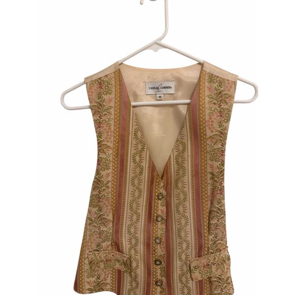 Casual Corner Women's Medium Ivory Pink V-Neck Tie Back Sleeveless Vest - Picture 6 of 10